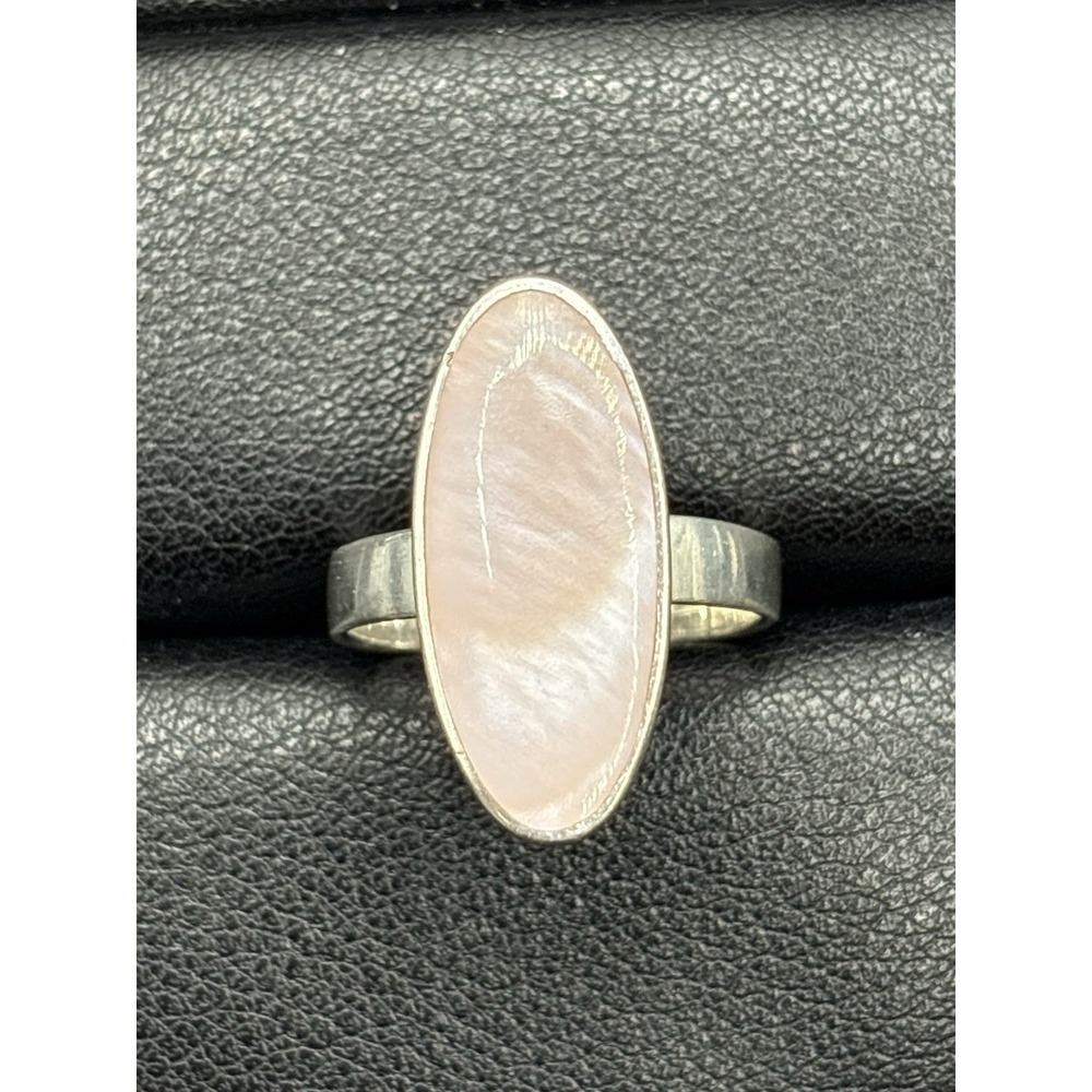 Vintage Sterling Silver Pink Mother Pearl Inlay Ring 5 Grams Size 8 H3